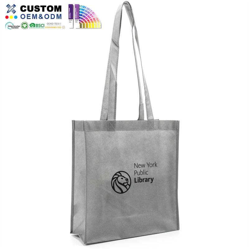 Γκρι PP Non Woven Shopper με μαύρο μεταξωτό τύπωμα